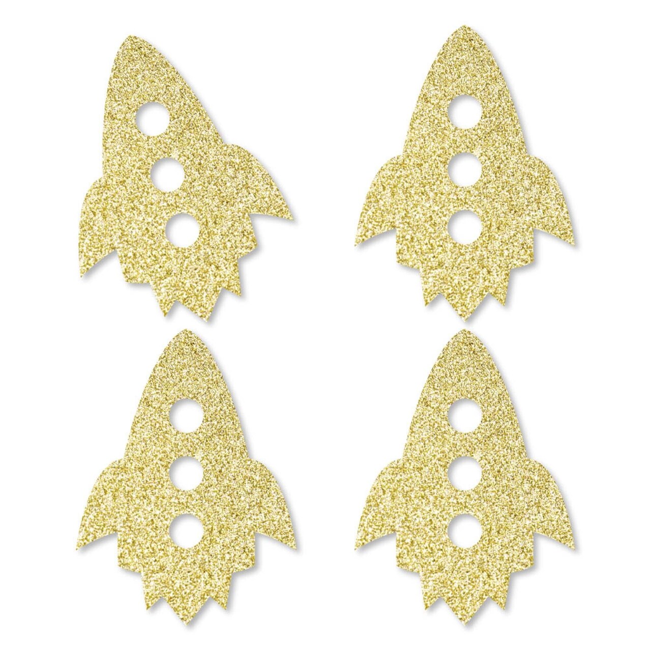 Big Dot of Happiness Gold Glitter Rocket Ship - No-Mess Real Gold Glitter Cut-Outs - Outer Space Baby Shower or Birthday Party Confetti - Set of 24